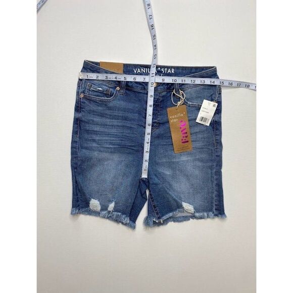 Vanilla Star Bermuda‎ Jean Shorts 7 Juniors' Ripped Frayed Distressed Stretch - Picture 3 of 7